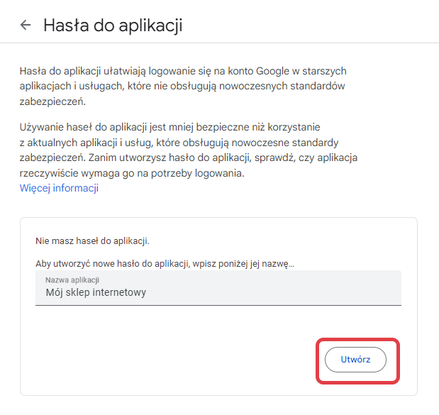 Konto Google > Weryfikacja dwuetapowa > Hasła do aplikacji
