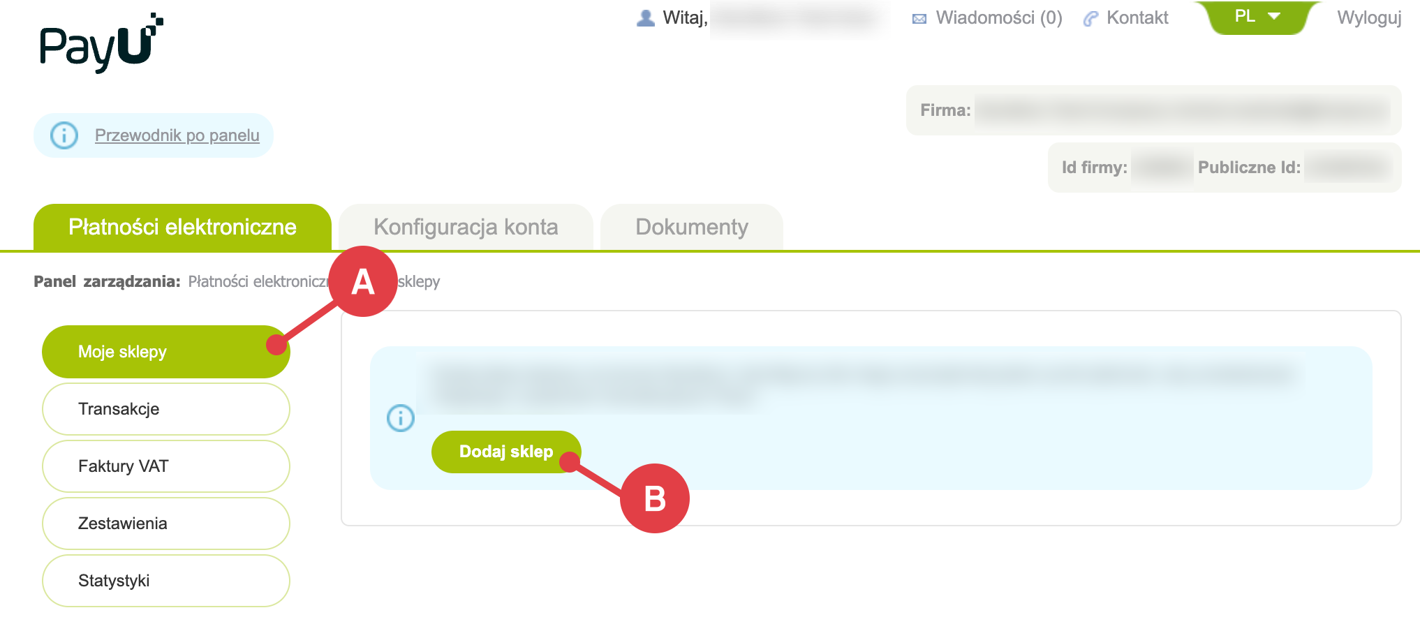 Dodawanie nowego sklepu Shoper do zintegrowania w panelu PayU