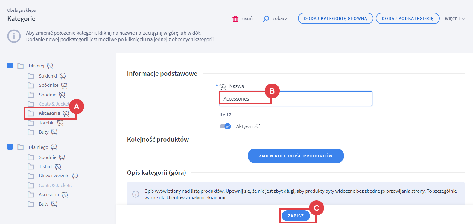 Wprowadź tłumaczenie dla nieprzetłumaczonego elementu w panelu oznaczonego ikoną przekreślonej flagi Wprowadzanie tłumaczenia dla elementów w danej wersji językowej