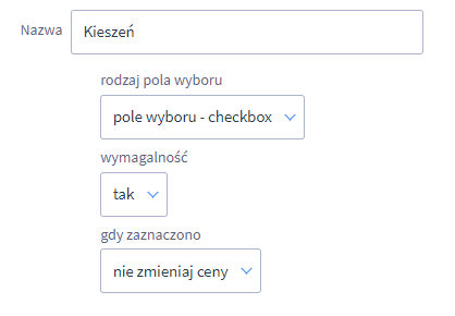 Wszystkie dostępne opcje w rodzaju pola wyboru: checkbox Panel administracyjny sklepu > Obsługa sklepu > Warianty