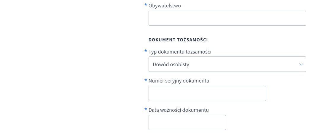 Uzupełnij formularz aktywacyjny Shoper Płatności w sekcji Dokument tożsamości Menu Panelu administracyjnego sklepu Shoper Ustawienia > Obsługa zamówień > Formy płatności > Aktywacja Shoper Płatności > Dokument tożsamości