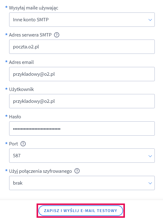 Panel administracyjny sklepu > Ustawienia > Ogólne > Adres e-mail > Inne konto SMTP