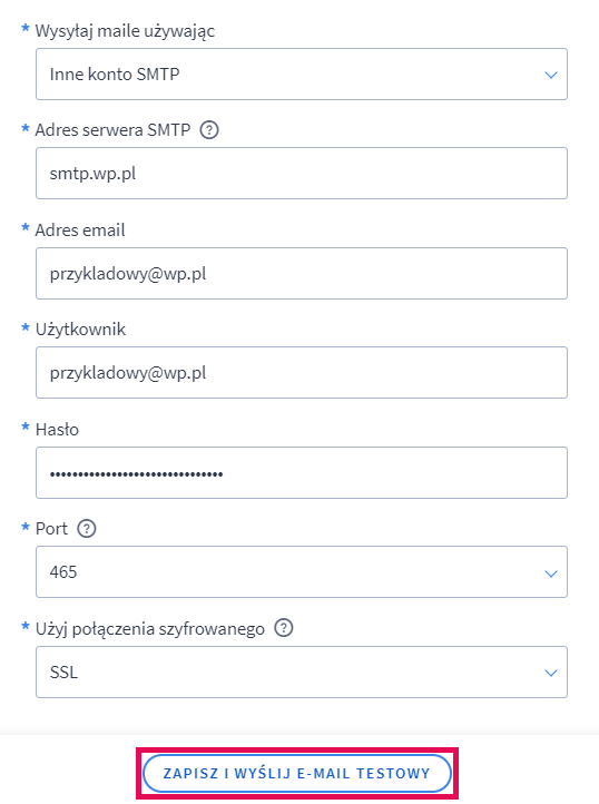 Panel administracyjny sklepu > Ustawienia > Ogólne > Adres e-mail > Inne konto SMTP