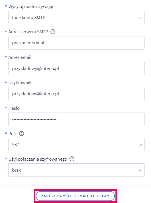 Panel administracyjny sklepu > Ustawienia > Ogólne > Adres e-mail > Inne konto SMTP