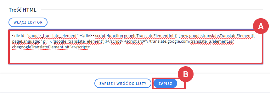 Skopiowany kod wklej w treści HTML Stary konfigurator wyglądu sklepu Shoper > Dodaj moduł > Ustawienia modułu > Treść HTML