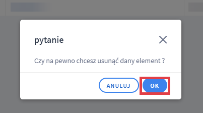 Potwierdź usunięcie stałej zniżki cenowej dla wybranego klienta Panel administracyjny sklepu > Zwiększaj sprzedaż > Promocje i rabaty > Rabaty indywidualne > Usuwanie rabatu > Potwierdzenie