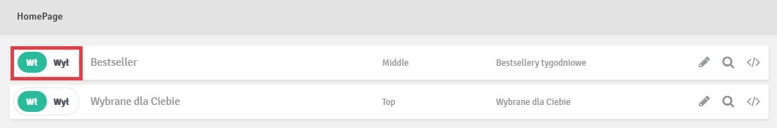 Panel administracyjny sklepu > Dodatki i integracje > Moje aplikacje > QuarticOn > Wyłącznik