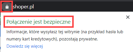 Przykładowy widok szyfrowania SSL Przeglądarka internetowa > Szyfrowanie SSL