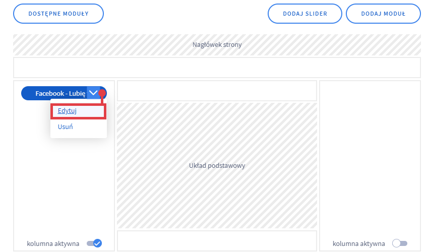 Edytuj moduł Facebook - Lubię to Stary konfigurator wyglądu > Strona główna > Moduł Facebook - Lubię to - Edycja