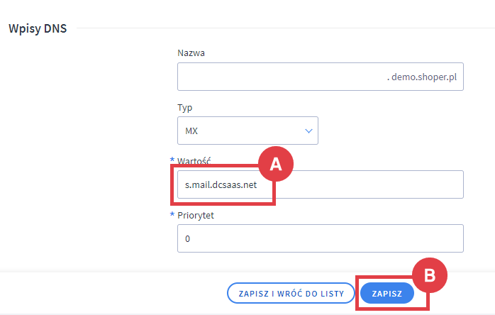 Panel administracyjny sklepu > Ustawienia > Ogólne > Domeny