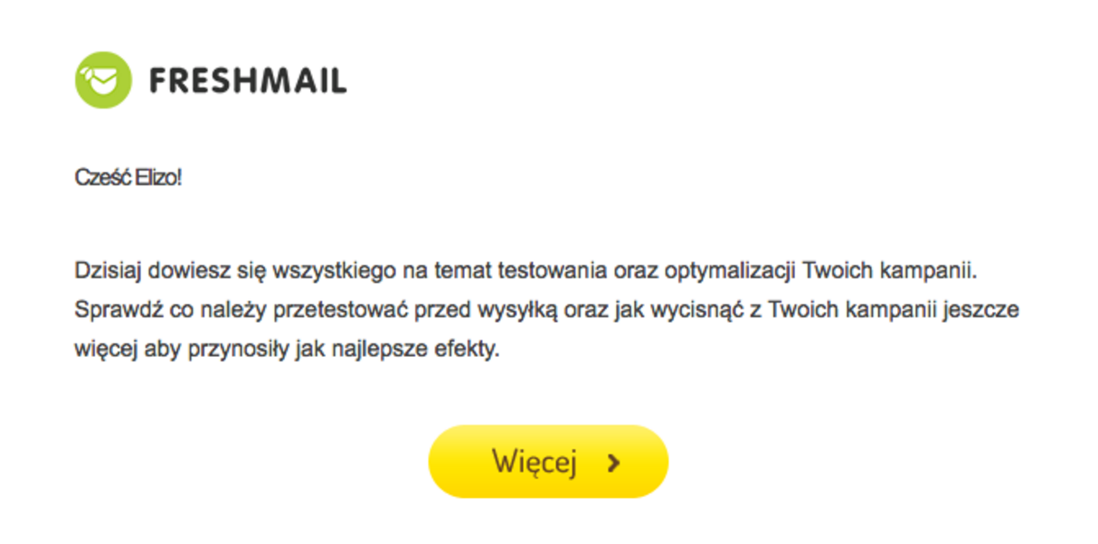 Przykładowe powitanie FreshMail Jak spersonalizować wiadomość e-mail?
