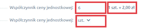 Określanie współczynnika ceny jednostkowej dla produktu
