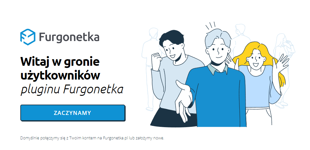 Serwis Furgonetka.pl wita nowych użytkowników Ekran powitalny serwisu Furgonetka.pl