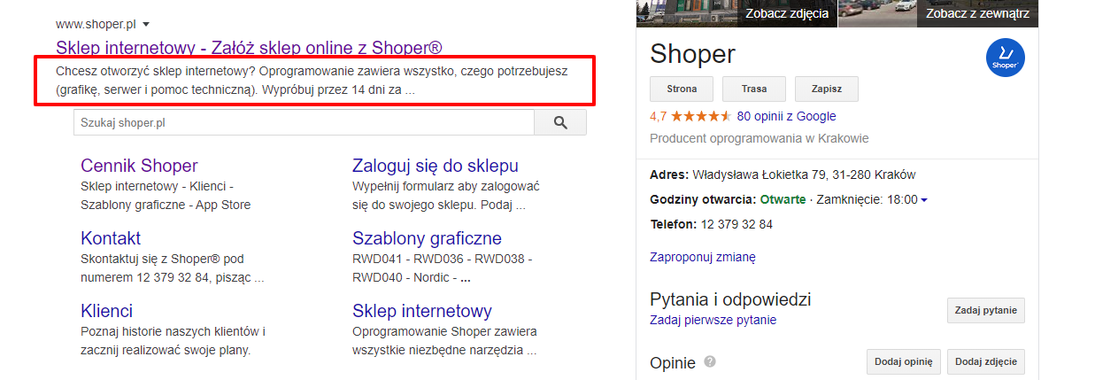 Widok meta tagów w przeglądarce internetowej Przeglądarka internetowa > Meta tagi