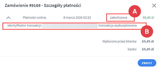 Panel administracyjny > Obsługa sklepu > Zamówienia > Edycja zamówienia > Zarządzanie transakcjami