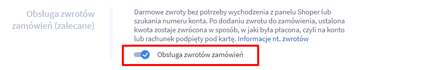Panel administracyjny > Ustawienia > Obsługa zamówień > Formy płatności > Shoper płatności