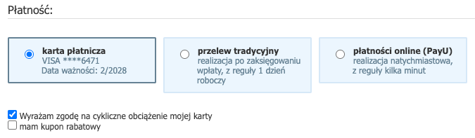 Płatność cykliczna dla kupowanej aplikacji Włącz płatność cykliczną przy zakupie aplikacji