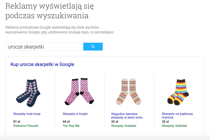 Reklamy wyświetlają się podczas wyszukiwania w Google Reklamy produktowe wyświetlają się obok wyników wyszukiwania Google