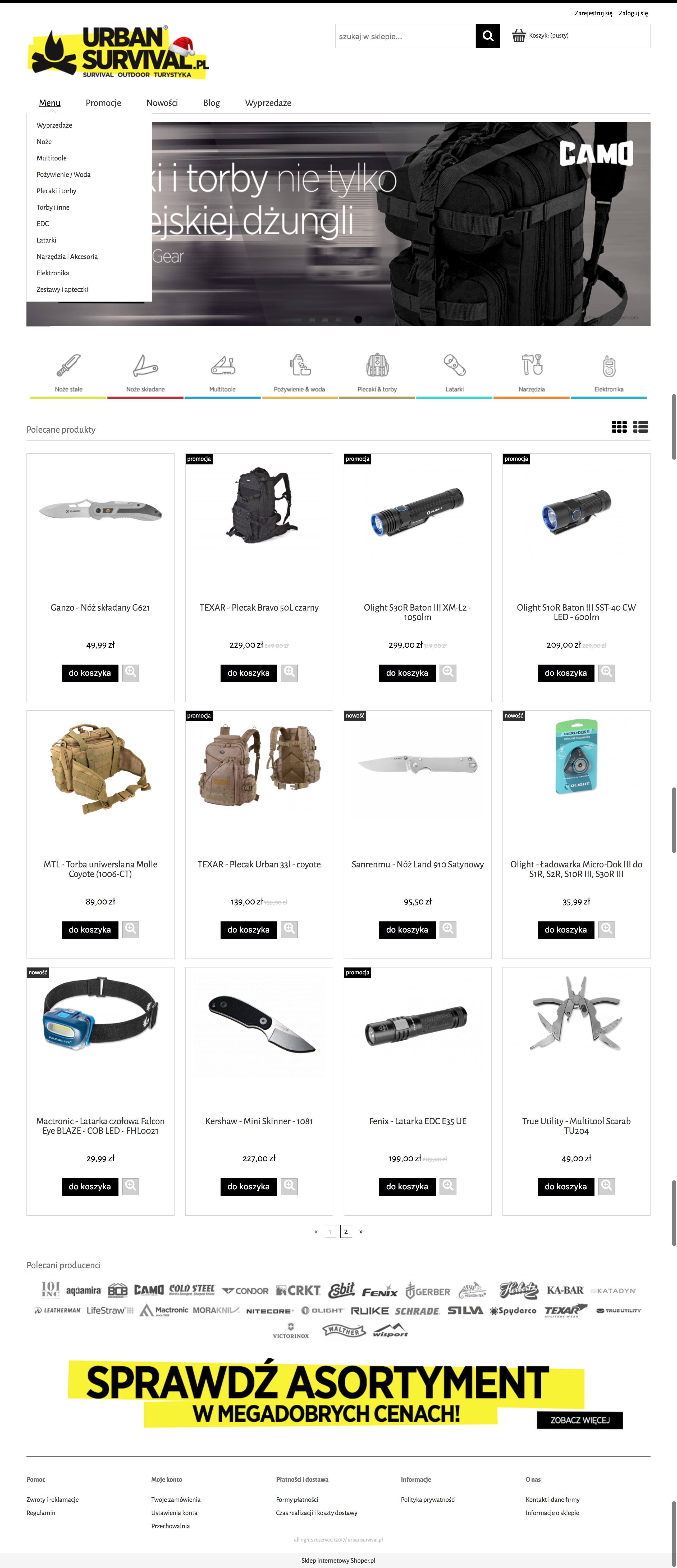 Przykład żywej strony głównej Urban Survival.pl
