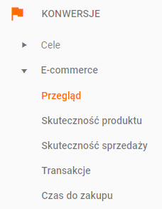 W GA przejdź do sekcji: Konwersje > E-Commerce > Przegląd Google Analytics - Konwersje - E-commerce - Przegląd