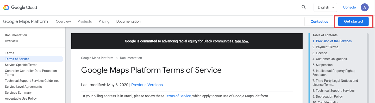 Google Maps Platform > Get started