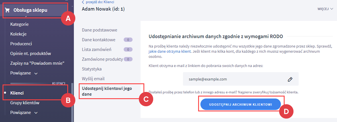 Panel administracyjny > Obsługa sklepu > Klienci > edycja klienta