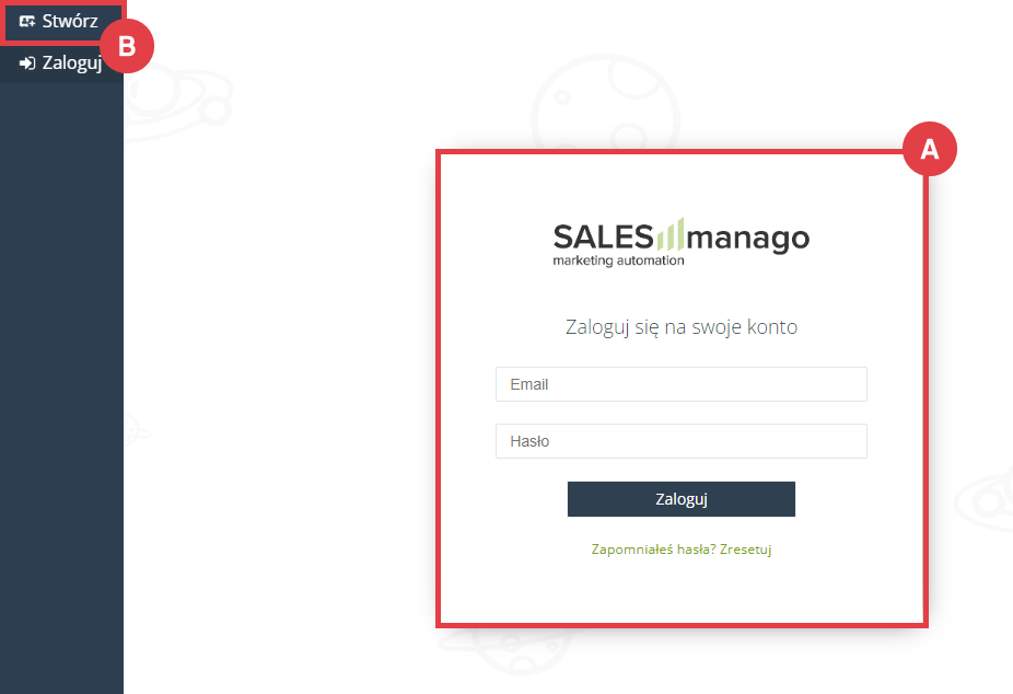 Panel administracyjny sklepu > Dodatki i integracje > Moje aplikacje > SALESmanago > Logowanie