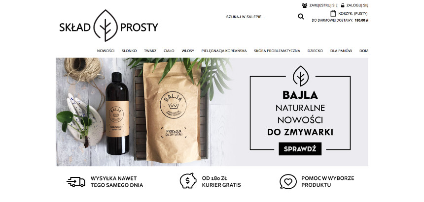 Strona główna sklepu Skład Prosty Skład Prosty to przykład sklepu pracującego na platformie Shoper