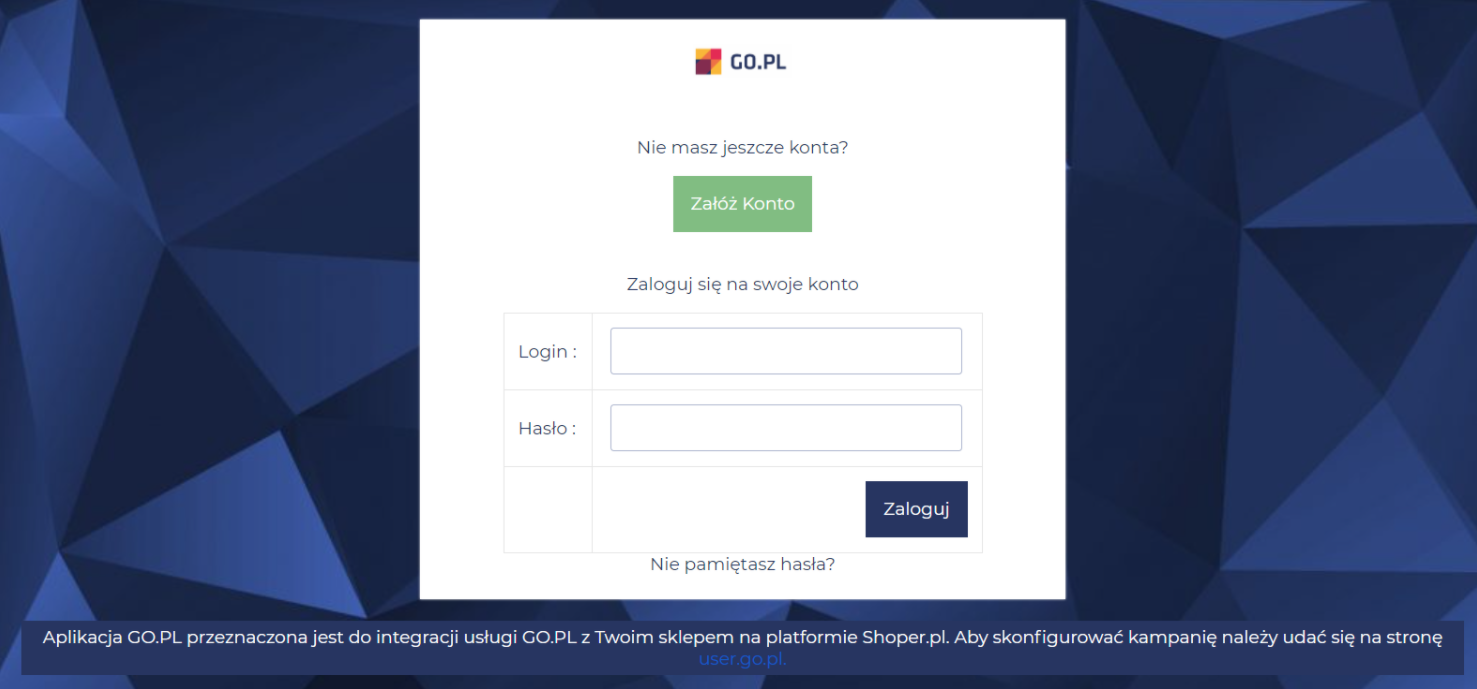 Formularz logowania do GO.PL