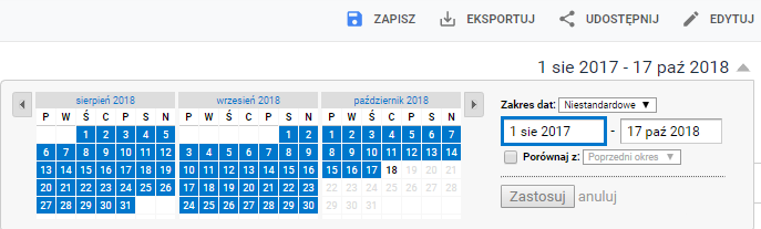 Ustaw zakres czasu (możliwie jak najdłuższy)