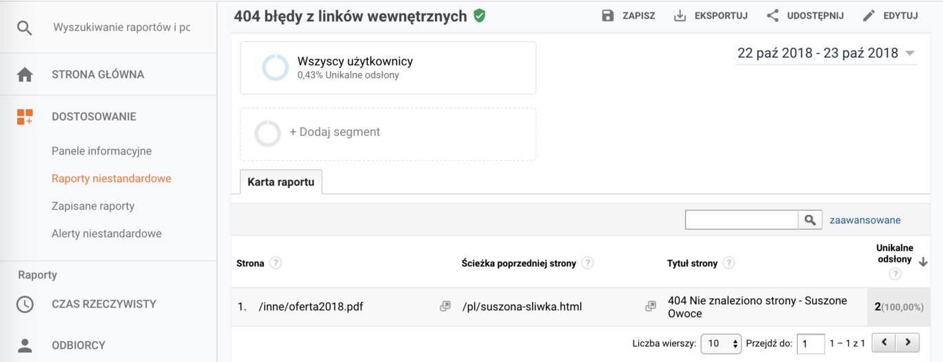 Sprawdź, jakie linki wewnętrzne trzeba naprawić