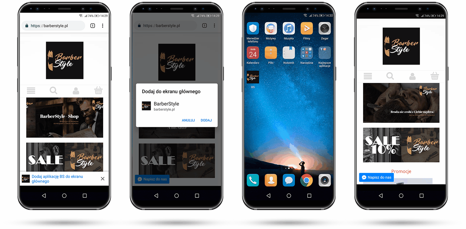 Technologia PWA dla sklepu internetowego Przykładowe działanie aplikacji Progressive Web Apps na telefonie