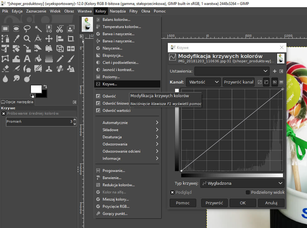 Jak zmienić krzywe kolorów w programie graficznym GIMP? Ustawienia krzywych kolorów w porgramie graficznym GIMP