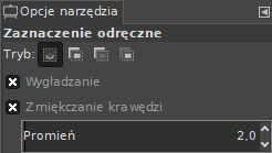 Zmiękczanie krawędzi (promień 2) w programie graficznym GIMP Jak zmiękczyć krawędzie (ustawienie promienia 2) w GIMP?