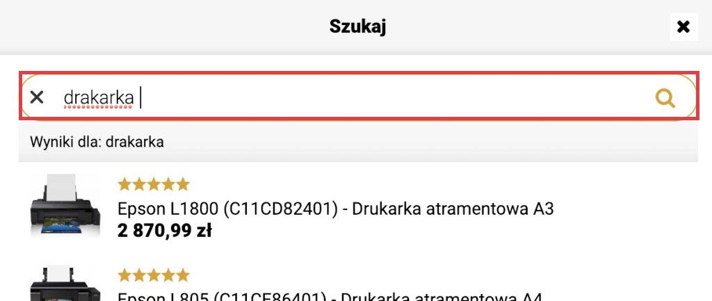 Wyszukiwarka sklepu Shoper > Korekta