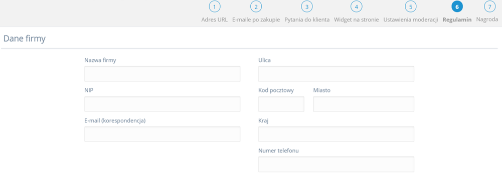 Panel administracyjny sklepu > Dodatki i integracje > Moje aplikacje > Getreview > Tworzenie widgetu opinii > Regulamin
