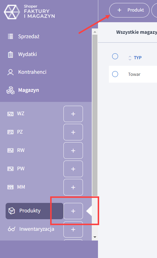 Rozpocznij dodawanie nowego produktu do magazynu