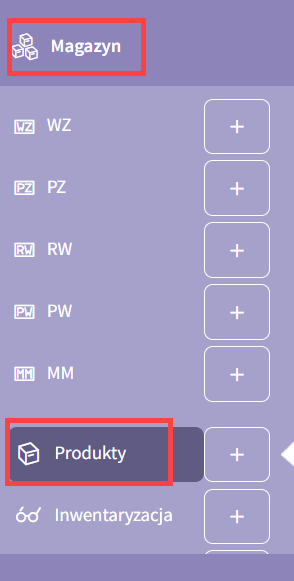 W aplikacji Shoper Faktury i Magazyn przejdź do sekcji menu: Magazyn > Produkty
