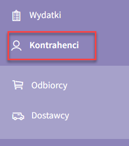 Przejdź do sekcji menu: Kontrahenci, aby dodać nowego klienta do bazy