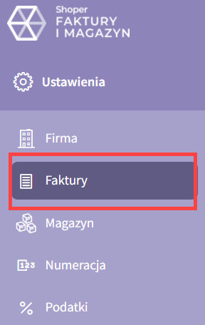 Po lewej stronie ekranu przejdź do sekcji menu: Faktury Po lewej stronie ekranu przejdź do sekcji menu: Faktury
