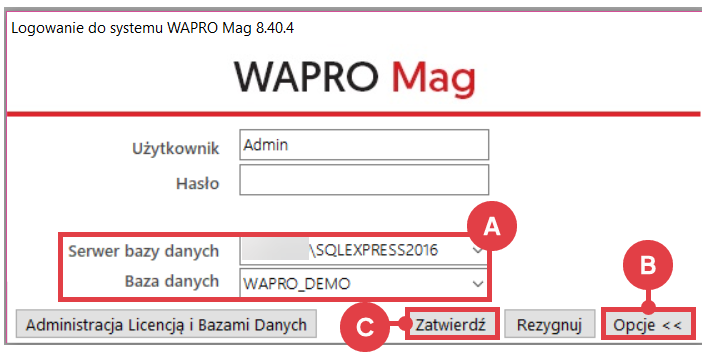 Zaloguj się do systemu WAPRO Mag Program WAPRO Mag > Logowanie