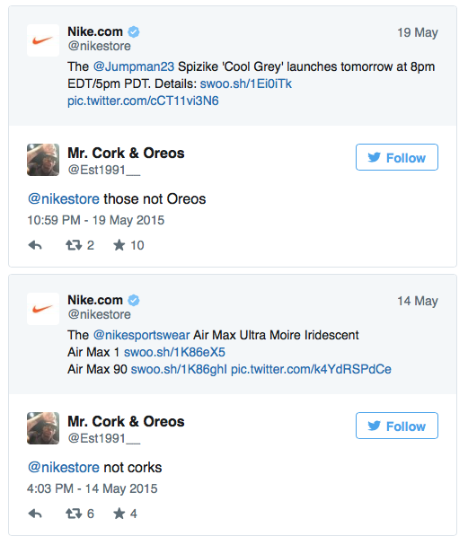 Przykładowy trolling na firmie Nike