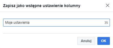 Zapisywanie spersonalizowanych ustawień kolumn Zapisywanie spersonalizowanych ustawień kolumn