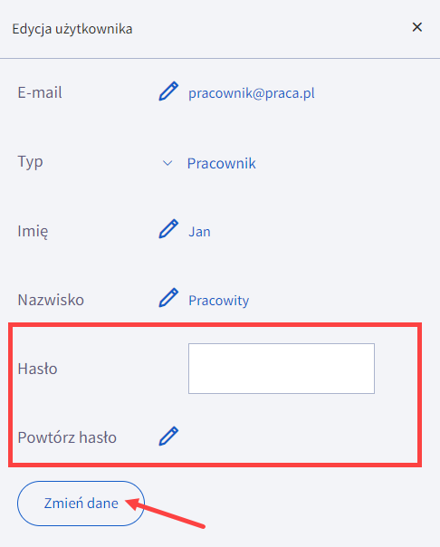 Podaj nowe hasło dostępu dla wybranego użytkownika Zmiana hasła użytkownika w Shoper Faktury i Magazyn