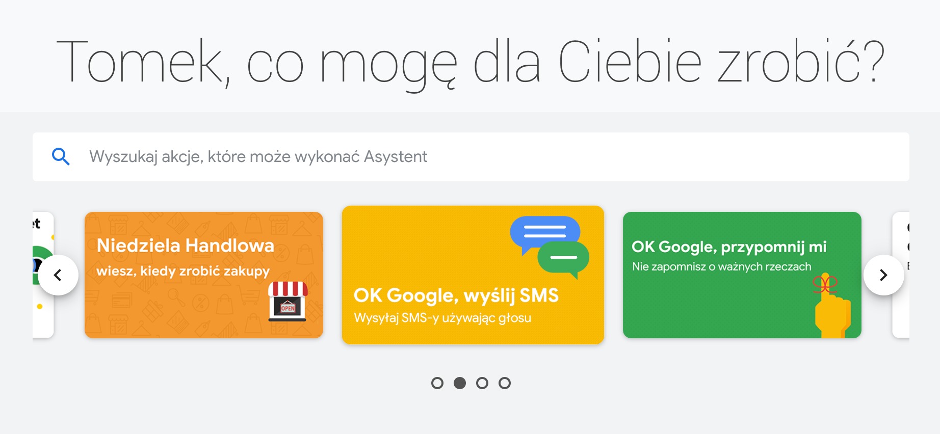 Wyszukaj akcje, które może wykonać Asystent Google