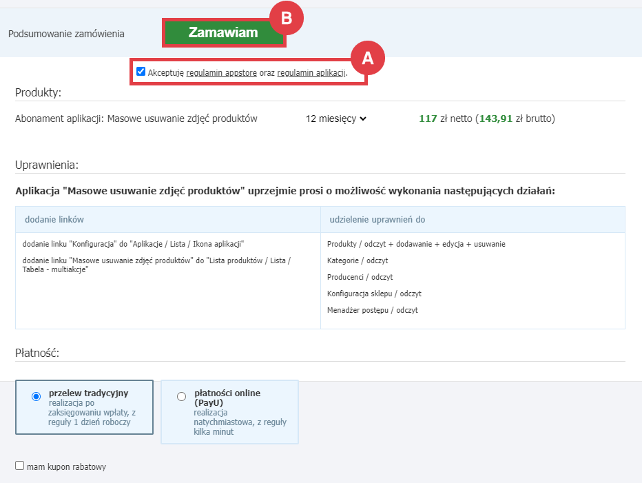 Panel administracyjny sklepu > Dodatki i integracje > Aplikacje > Masowe usuwanie zdjęć produktów > Instalacja