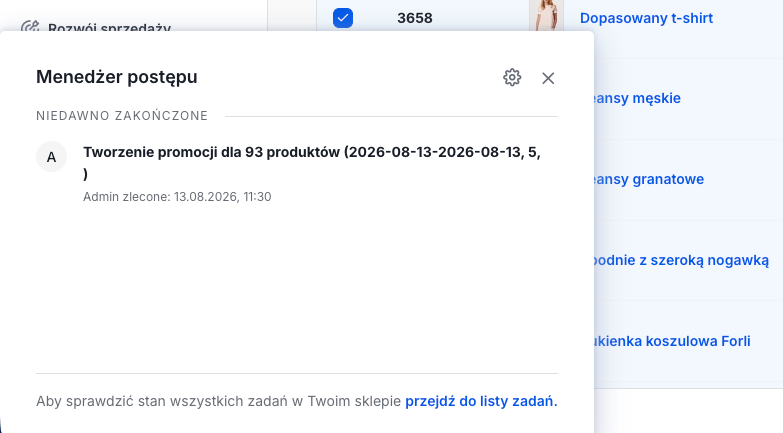 Podgląd progresu zleconych zadań w skepie Shoper Podgląd progresu zleconych zadań w skepie Shoper