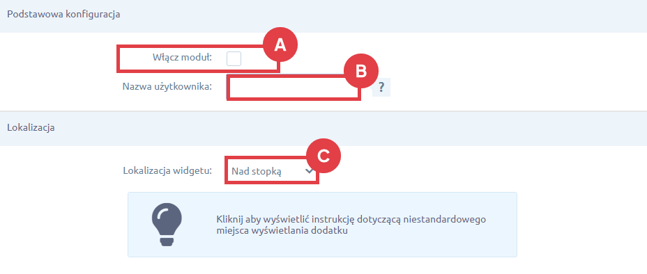 Panel administracyjny sklepu > Dodatki i integracje > Moje aplikacje > Instagram Widget - integracja z Instagramem > Podstawowa konfiguracja