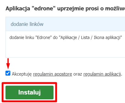 Panel administracyjny sklepu > Dodatki i integracje > Aplikacje > edrone > Instalacja