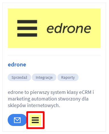 Panel administracyjny sklepu > Dodatki i integracje > Moje aplikacje > edrone